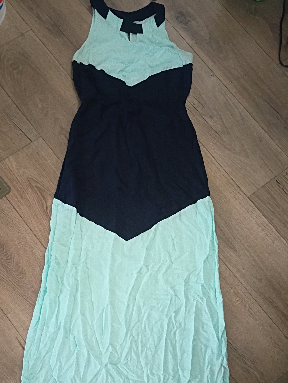 Flattering Mint Green And Black Cool Maxi Rayon Dress